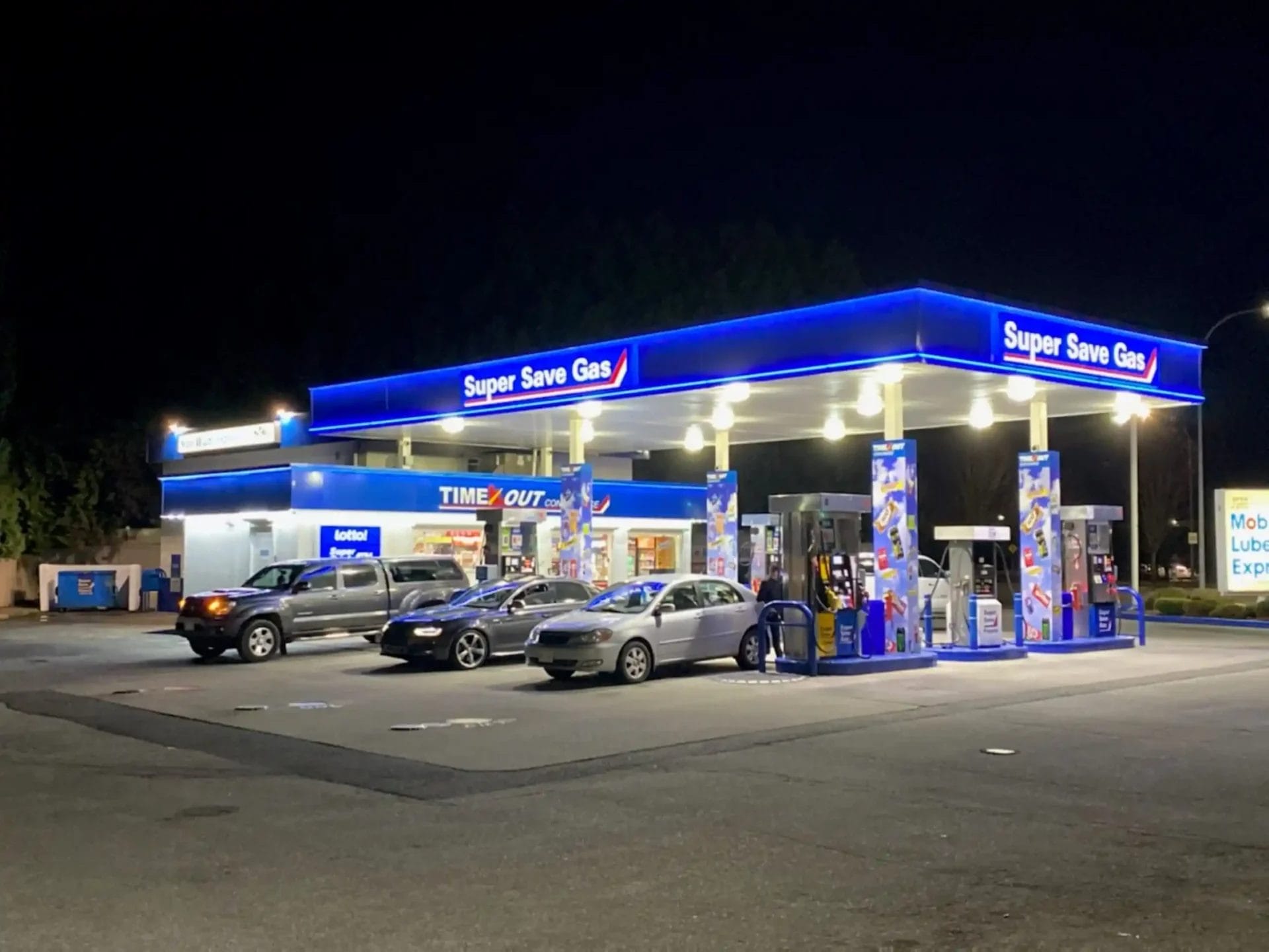 Super save gas station at night 1